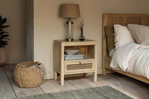 nkuku Kanz Mango Wood Bedside Table | Bedroom Furniture | One Size | Natural