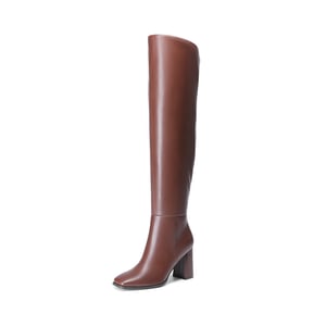 DREAM PAIRS Women   s Over The Knee Square Toe Boots