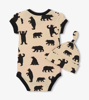 Baby Girls Pink Baby Bear Bodysuit & Hat