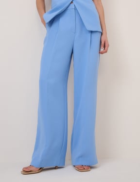 Blue Wide Leg Jax Crepe Trousers
