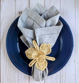 Orchid Handwoven Iraca Napkin Ring - Solid Color (one solid color) / Dark Green