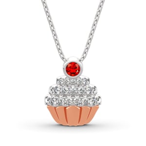 Jeulia "Sweet Secrets" Cupcake Design Sterling Silver Necklace