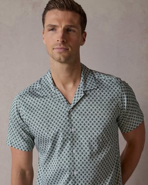 Emerald Wavy Geo Open Collar Shirt