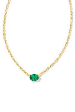 Cailin Pendant Necklace Gold Green Crystal