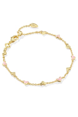 Haven Gold Delicate Chain Bracelet Pink Enamel