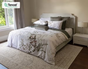 QE Home Sasha Botanical Duvet Cover, TENCEL™ Lyocell, Botanical, White, King