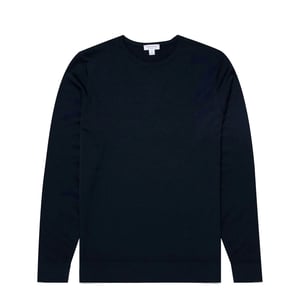 Sunspel Extra-Fine Merino Crew Neck Knit Light Navy