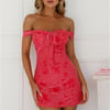 Important Party Off Shoulder Mini Dress Pink