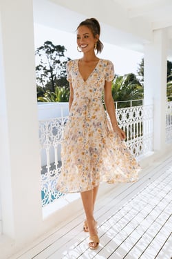 Home With You Midi Dress Beige