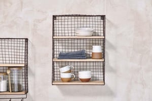 nkuku Tamba Wall Hung Shelf | Storage Furniture | One Size | Rust & Mango Wood