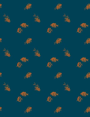 Goldfish' Wallpaper by Nathan Turner - Indigo - Traditional / 27 in. x 27 ft.