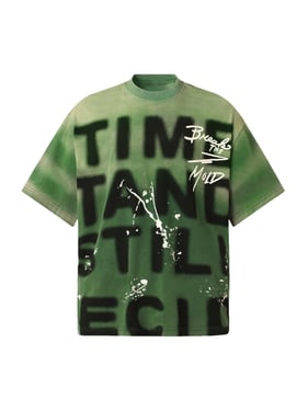 Ink Splash Letter Print T-shirt - 2414 - Green / XL