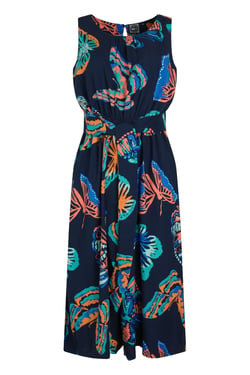Weird Fish Nalani Printed Viscose Jumpsuit Dark Blue Size 12