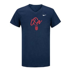 Girls Nike USWNT Script Navy Tee / S