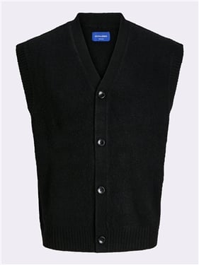 Jack & Jones Rollie Knit Cardigan Vest - Black - M