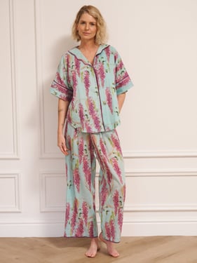 Womens Duckegg Wisteria Gauze Oversize Pyjama Set - 3XL / 22-24 / Duckegg