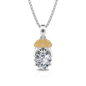 Jeulia Hug Me "Prickly Cutie" Hedgehog Round Cut Sterling Silver Necklace