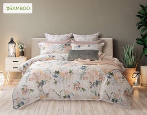QE Home Cabana Duvet Cover, Bamboo Cotton, Floral, White, King