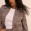 Brown Check Double Breasted Alicia Blazer