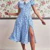 Goddiva Printed Midi With Front Split - Powder Blue
