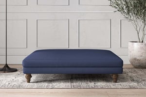 nkuku Deni Dining Footstool | Make To Order | Grand | Recycled Cotton Navy