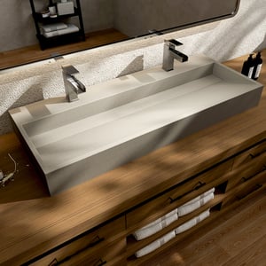 48" Concrete Farmhouse Trough Bathroom Sink Cement Rectangular Gray Vessel Sink