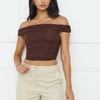 New Style Off Shoulder Top Chocolate