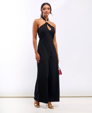 Black Hardware Halterneck Jumpsuit - 20