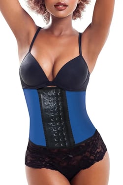 Corset Belt Short Latex - Blue / 5XL
