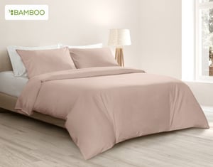 QE Home Bamboo Cotton Duvet Cover, Bamboo Cotton in Frosted Berry, Pink, King