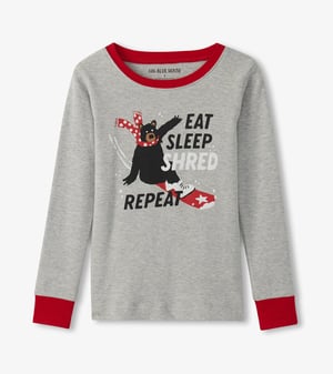 Kids Eat Sleep Shred AppliquÃ© Pajama Set