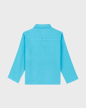 Vilebrequin - Men Linen Mineral Dye Overshirt Solid - Shirt - Comores - Blue - Size XXXL
