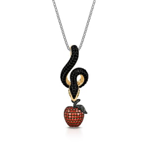 Jeulia "Forbidden Fruit" Snake&Apple Sterling Silver Necklace