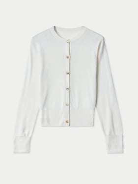Cashmere Silk Buttoned Cardigan - XL / whisper white / WK0972-7015