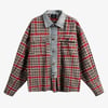 Vintage Plaid Patchwork Denim Panel Shirt - Red / L