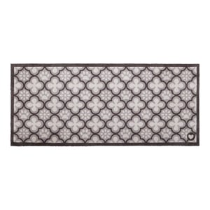 Paw Print Moroccan Tile Grey Washable Runner - 65x150cm
