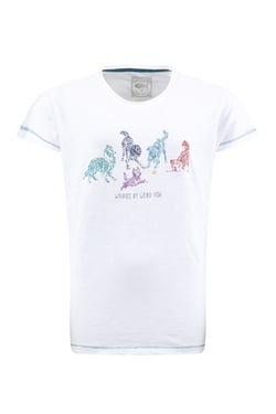 Weird Fish Go Fetch Front Print Graphic T-Shirt White Size 22