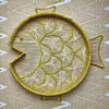 Fish Round Handwoven Decorative Iraca Tray - Yellow