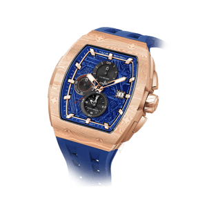 TSAR BOMBA Men's Quartz Chronograph Watch | Golden Blue | Stainless Steel Bezel & Case, Tonneau Luxury Design, 316L Stainless Steel, Sapphire Crystal, 5ATM Waterproof