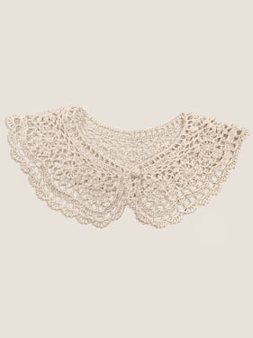 Cotton Retro Crocheted Decorative Shawl Collar - Cream White / One Size