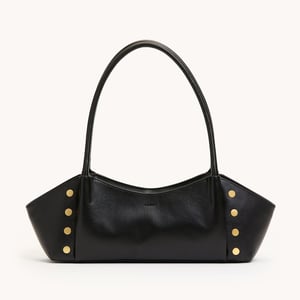 Hammitt Paul Short Black Press Brushed Gold Red Zip