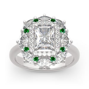 Jeulia Cinderella Halo Radiant Cut Sterling Silver Ring