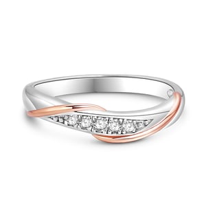 Jeulia Two Tone Twist Rose Gold Women's Wedding Band Sterling Silver