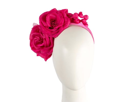 Large fuchsia flower fascinator headband by Max Alexander