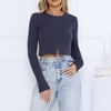 Knit Statement Cable Cropped Cardigan Navy