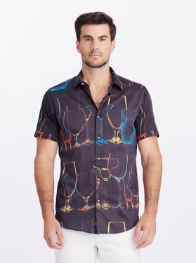 Robert Graham Neon Nights Short Sleeve Button Down Shirt