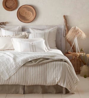 Natural French Ticking Stripe Cotton Linen Duvet Cover