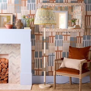 Skellig floor lamp in cream and brass