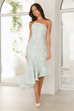 Miss Me Yet One Shoulder Midi Dress Sage