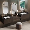 85" Modern Floating Bathroom Vanity Set with Double Sinks & Makeup Table Walnut
